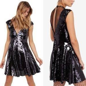 NWT FREE PEOPLE black sequin mini dress